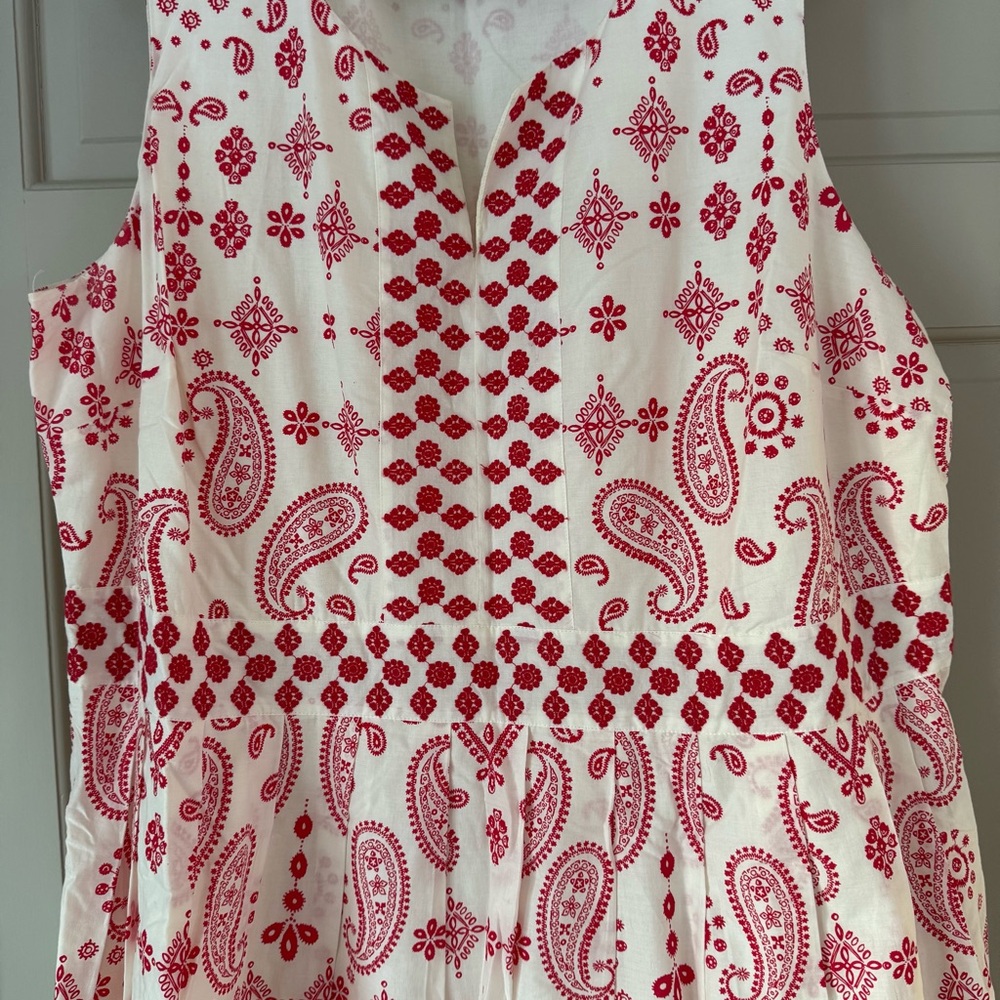 Talbots Red White Midi Dress Pockets Sleeveless Cotton Summer 2X - Picture 4 of 10